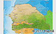 Satellite 3D Map of Senegal, political shades outside