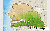 Satellite 3D Map of Senegal, shaded relief outside
