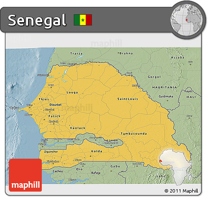 Savanna Style 3D Map of Senegal