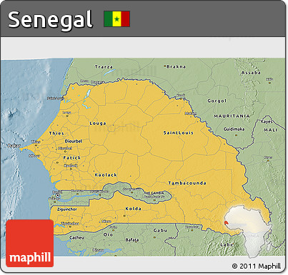 Savanna Style 3D Map of Senegal
