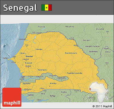 Savanna Style 3D Map of Senegal