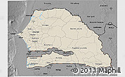 Shaded Relief 3D Map of Senegal, darken, desaturated