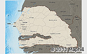Shaded Relief 3D Map of Senegal, darken, land only