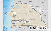 Shaded Relief 3D Map of Senegal, desaturated, land only