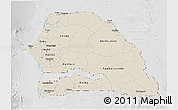 Shaded Relief 3D Map of Senegal, lighten, desaturated