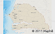 Shaded Relief 3D Map of Senegal, lighten, land only