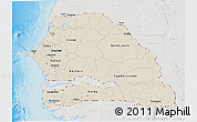 Shaded Relief 3D Map of Senegal, lighten, semi-desaturated, land only