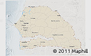 Shaded Relief 3D Map of Senegal, lighten, semi-desaturated