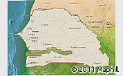 Shaded Relief 3D Map of Senegal, satellite outside