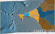 Political 3D Map of Dakar, darken