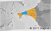 Political 3D Map of Dakar, desaturated