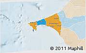 Political 3D Map of Dakar, lighten