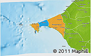 Political 3D Map of Dakar, physical outside