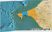 Political 3D Map of Dakar, satellite outside