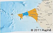 Political 3D Map of Dakar, shaded relief outside