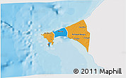 Political 3D Map of Dakar, single color outside