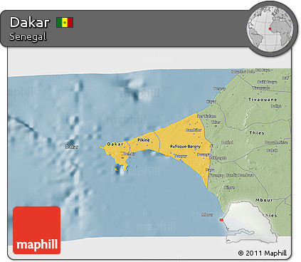 Savanna Style 3D Map of Dakar