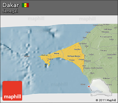 Savanna Style 3D Map of Dakar