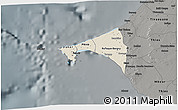 Shaded Relief 3D Map of Dakar, darken, semi-desaturated
