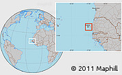 Gray Location Map of Dakar