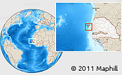 Shaded Relief Location Map of Dakar, highlighted country