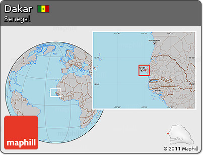 Gray Location Map of Dakar