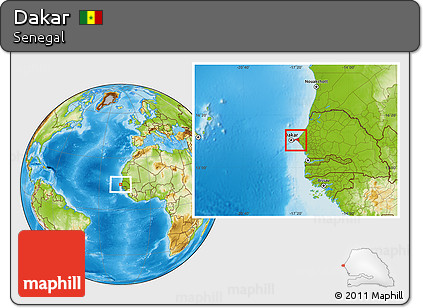 Physical Location Map of Dakar