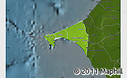 Physical Map of Dakar, darken