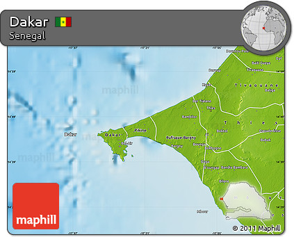 Physical Map of Dakar
