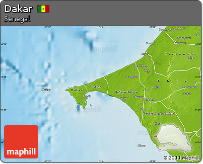 Physical Map of Dakar