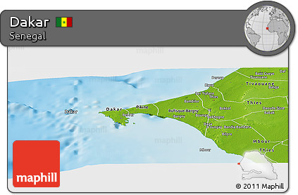Physical Panoramic Map of Dakar