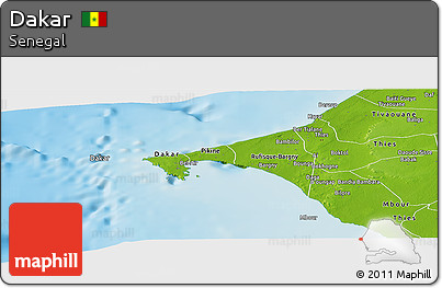 Physical Panoramic Map of Dakar