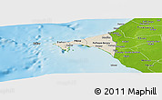 Shaded Relief Panoramic Map of Dakar, physical outside