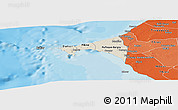Shaded Relief Panoramic Map of Dakar, political shades outside