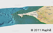 Shaded Relief Panoramic Map of Dakar, satellite outside