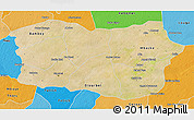 Satellite 3D Map of Diourbel, political outside