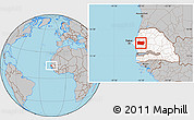Gray Location Map of Diourbel, highlighted country