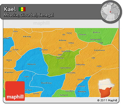 Physical 3D Map of Kael, political outside