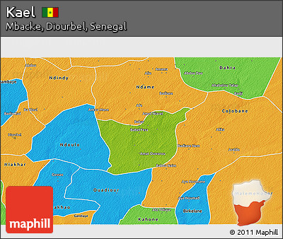 Physical 3D Map of Kael, political outside