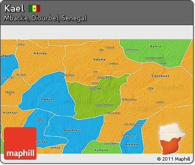 Physical 3D Map of Kael, political outside