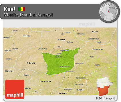 Physical 3D Map of Kael, satellite outside