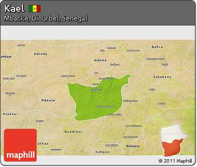 Physical 3D Map of Kael, satellite outside