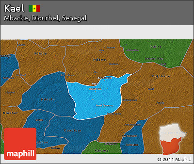 Political 3D Map of Kael, darken
