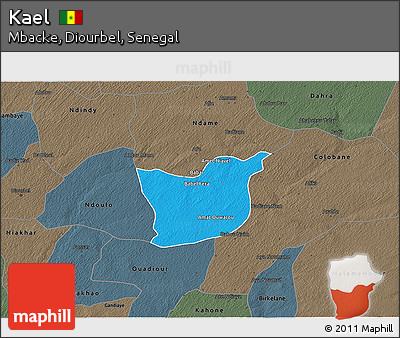Political 3D Map of Kael, darken, semi-desaturated