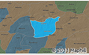 Political 3D Map of Kael, darken, semi-desaturated