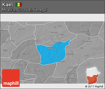 Political 3D Map of Kael, desaturated