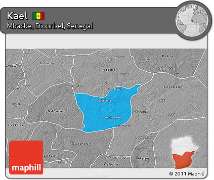 Political 3D Map of Kael, desaturated