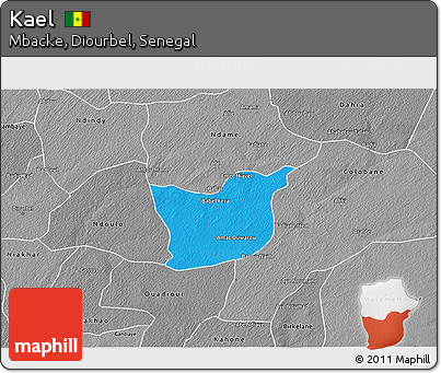 Political 3D Map of Kael, desaturated