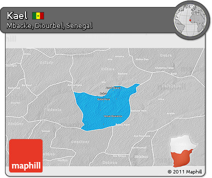 Political 3D Map of Kael, lighten, desaturated