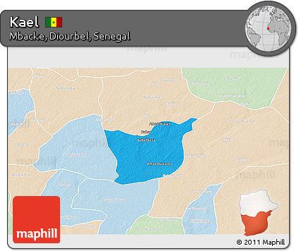 Political 3D Map of Kael, lighten